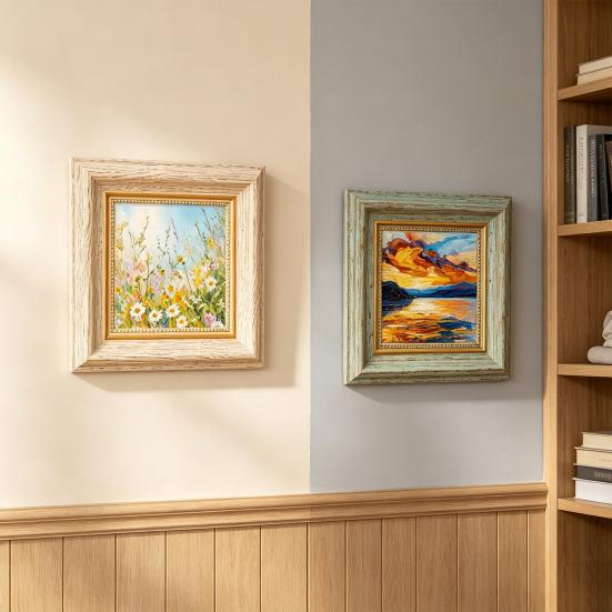 Marco de Pantalla de Arte de Marco Francés Cuadrado Po Marco Minimalista para Pinturas al Óleo