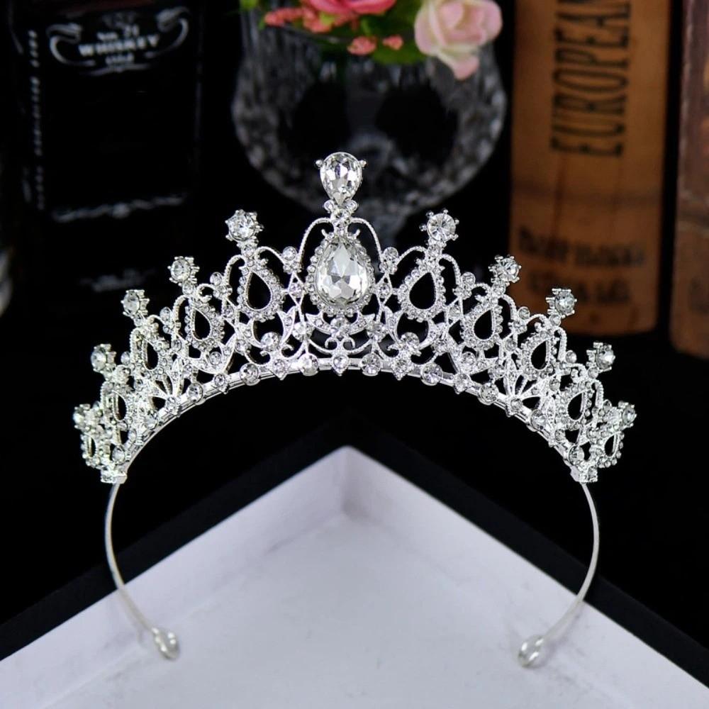 Metal Baroque Crown Queen Party Pageant Rhinestone Crown Exquisite Princess Tiara  Girls Headband