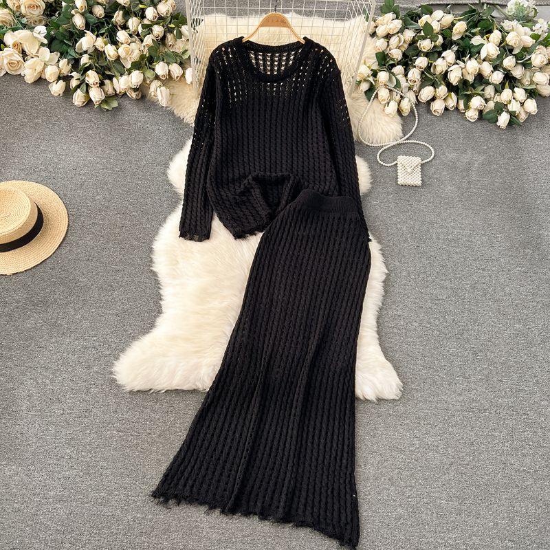 Korean Style Early Spring Wear Idle Style Cut Out Knitting Suit