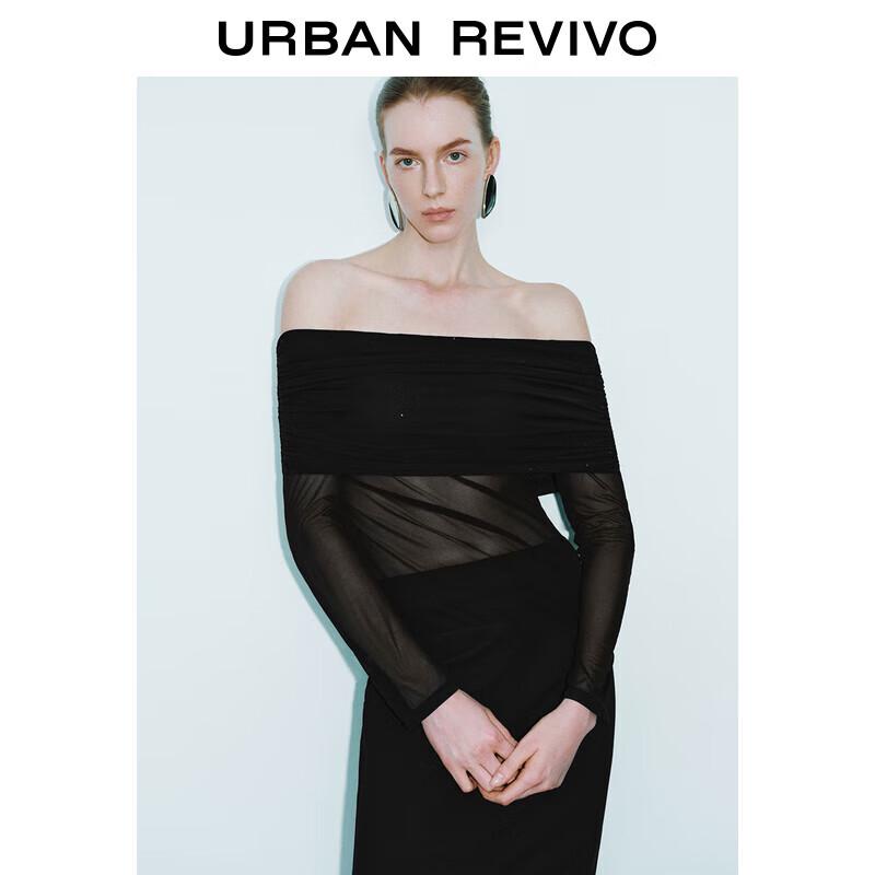 UR Women s Slim Fit Off-Shoulder Sheer Long Sleeve T-Shirt XL