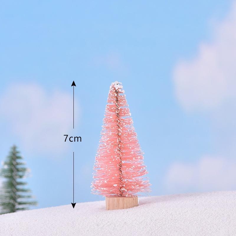 Mini Christmas Tree Ornament With Snow Frosted Design Cute Figurines For Tabletop Holiday Party Decor
