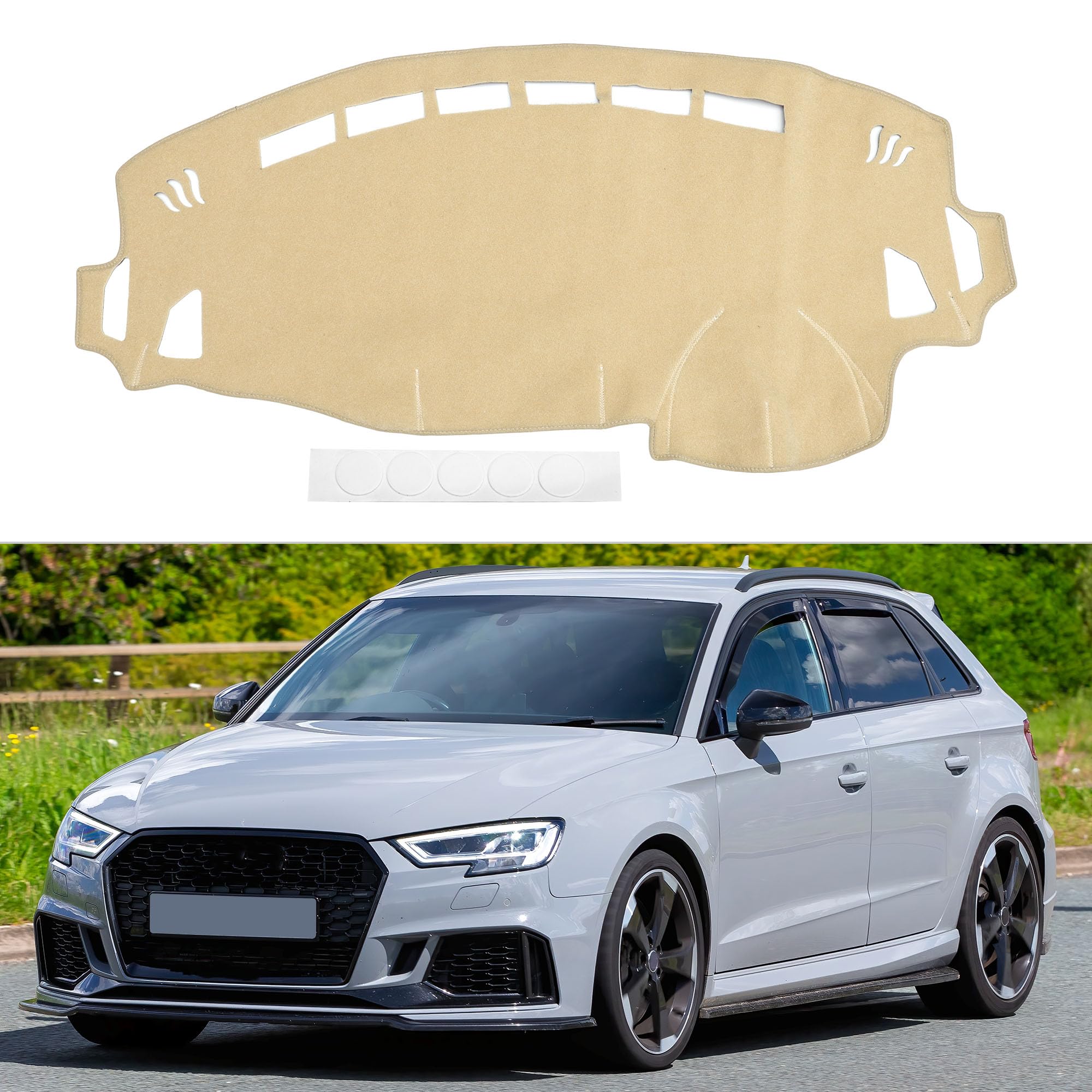 

RATCHROLL Коврик на приборную панель для Suzuki Spacia Защитный интерьерный коврик на приборную панель Бежевый Защита от солнца царапин и Дизайн MK32S/MK42S (2013-2017) - Коврик, Полиэстер, 1 шт. бежевый