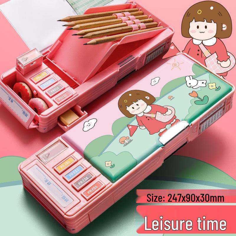 Doppelseitiges Astronauten-Federmäppchen für Jungen: Multifunktional, Verformbar, Große Kapazität mit Knopfmechanismus und Geheimfach