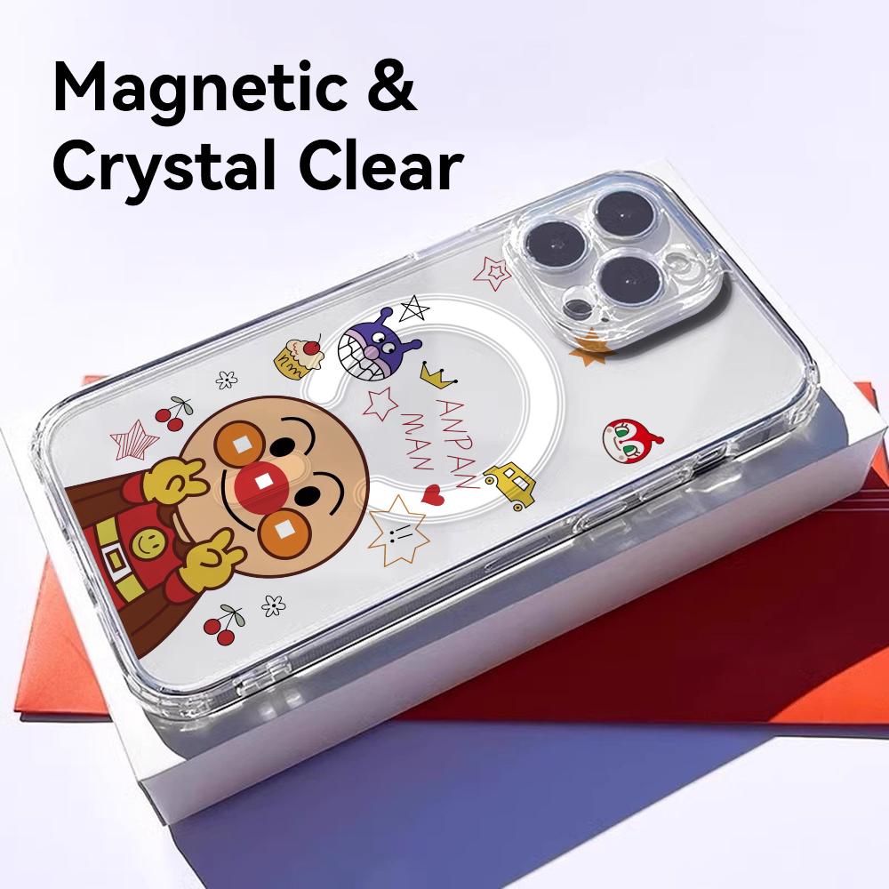 Anime A-Anpanmans Cute Phone Case For iPhone 17 16 15 14 13 12 Pro Max Plus With Magnetic Crystal Clear Case Wireless Charge
