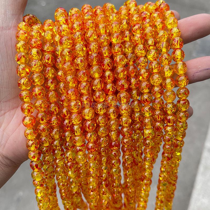 Jingde Jewelry Synthetic Crackle Amber Round Beads for DIY Bracelets, Resin Accessories