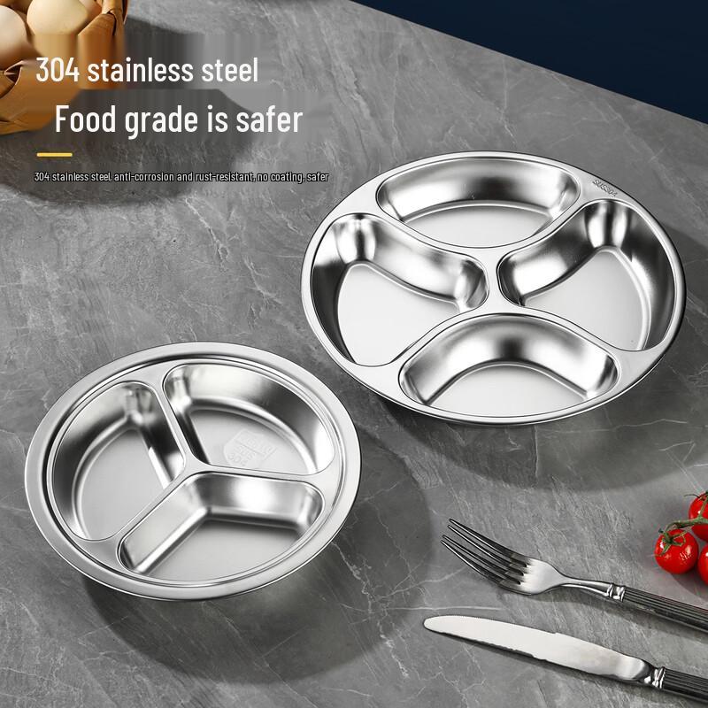 304 Stainless Steel Multi-Compartment Round Plate