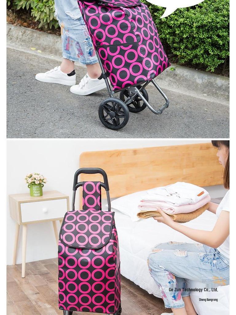Lightweight Foldable Shopping Cart for Seniors: Stair-Climbing Trolley with Portable Handle