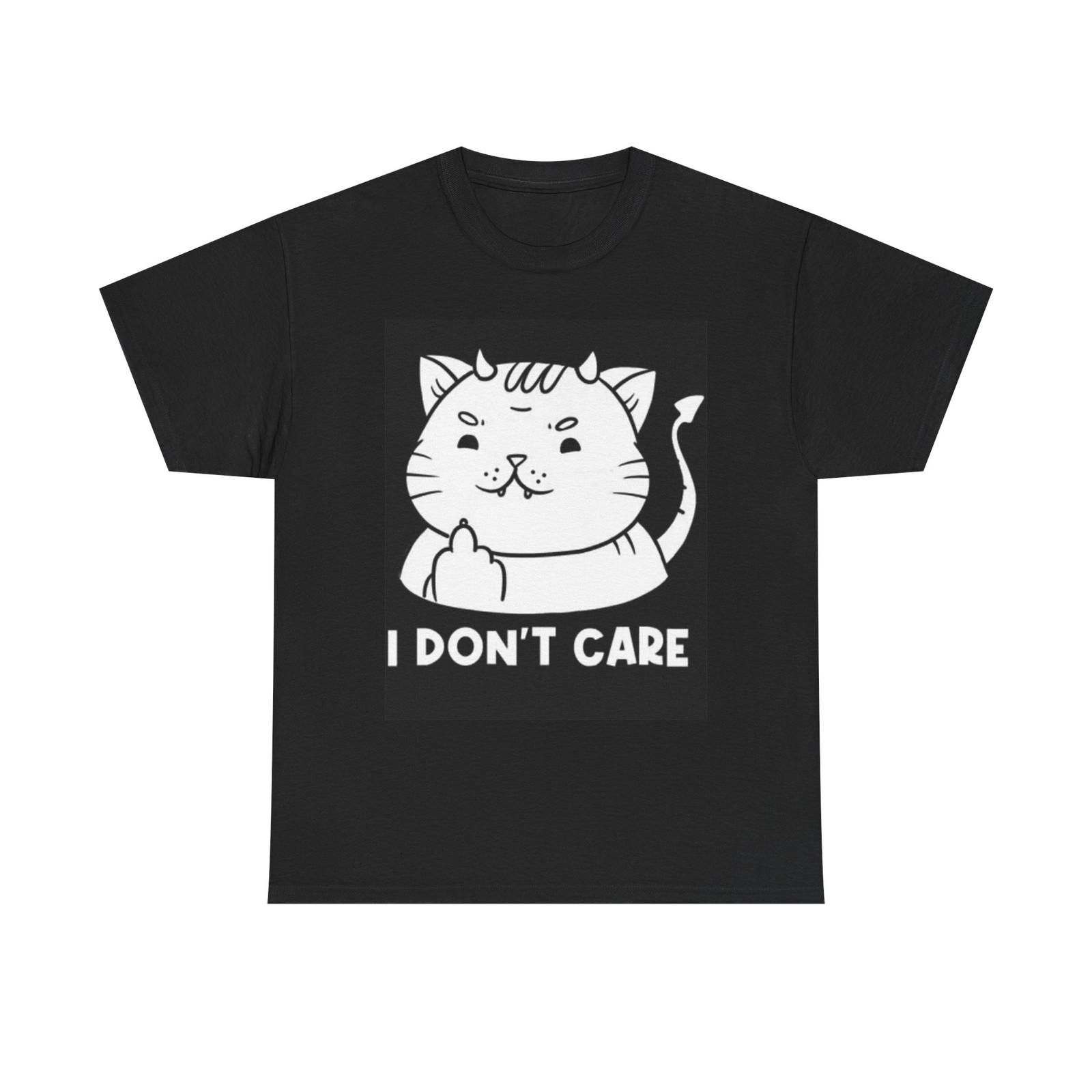 I Dont Care Cat Shirt Funny Kitten Middle Finger Comedy Unisex Heavy Cotton Tee XXXL