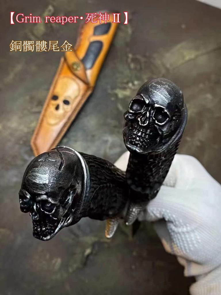 Dcenrun Super Premium 93 Layer Damascus Knife Sheath Knife Tsuchime Kurokato Knife Outdoor Camping Fishing [Grim Reaper/Shinigami II]