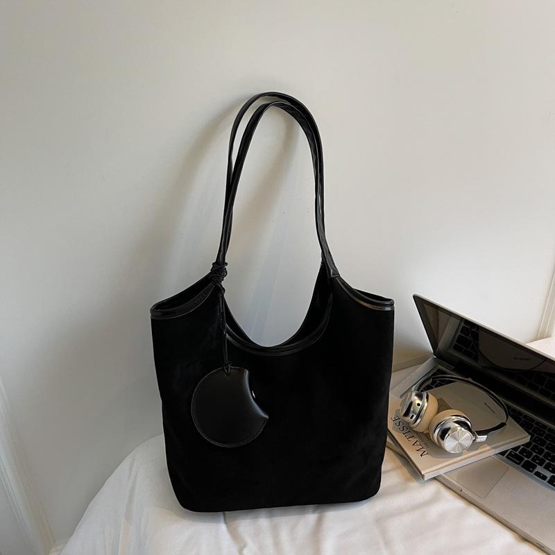 Minimalist tote bag new retro lazy style underarm large bag suede large capacity shoulder bag