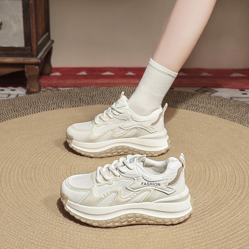 

CRLAYDK Chunky Sneakers for Women Lace Up Height Increase Shoes Mesh Walking Casual Tennis Ladies Anti Slip Comfortable Trainers 40