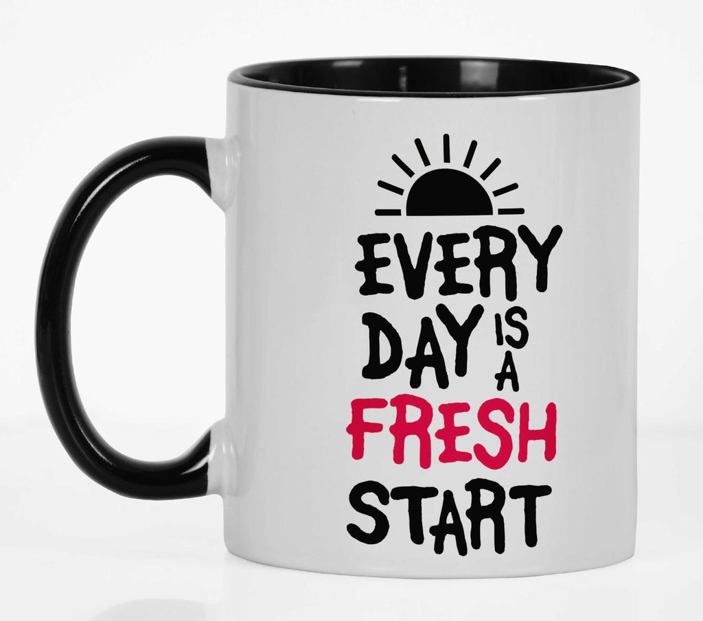 Inkdotpot Every Day Is A Fresh Start 11 Oz Ceramic Coffee Mug Positive Inspirational Quotes Funny Novelty Employee Boss Coworkers