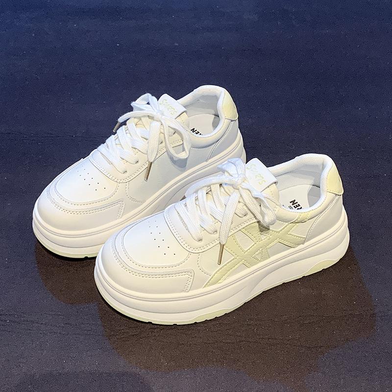 Faux leather mesh breathable heightening little white shoes women's 2025 summer new thick-soled casual versatile muffin sports board shoes