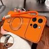 Magnetic Stand Bracket Phone Case For iPhone 17 16 15 14 13 12 11 Pro Max Plus PU Lambskin Leather With Wrist Strap Soft Cover