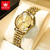 OLEVS Women Watches Elegant Luxury Stainless Steel Strap Original Quartz Wristwatch for Man Waterproof Luminous Date Trend Dress