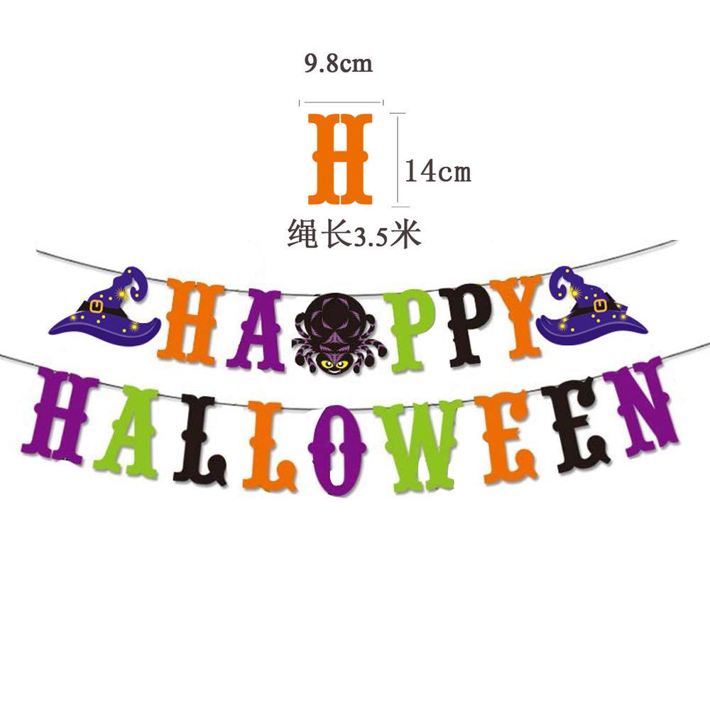 Halloween Party Decoration Alphabet Flag Bat Pumpkin Black Cat Witch Spiral Pendant