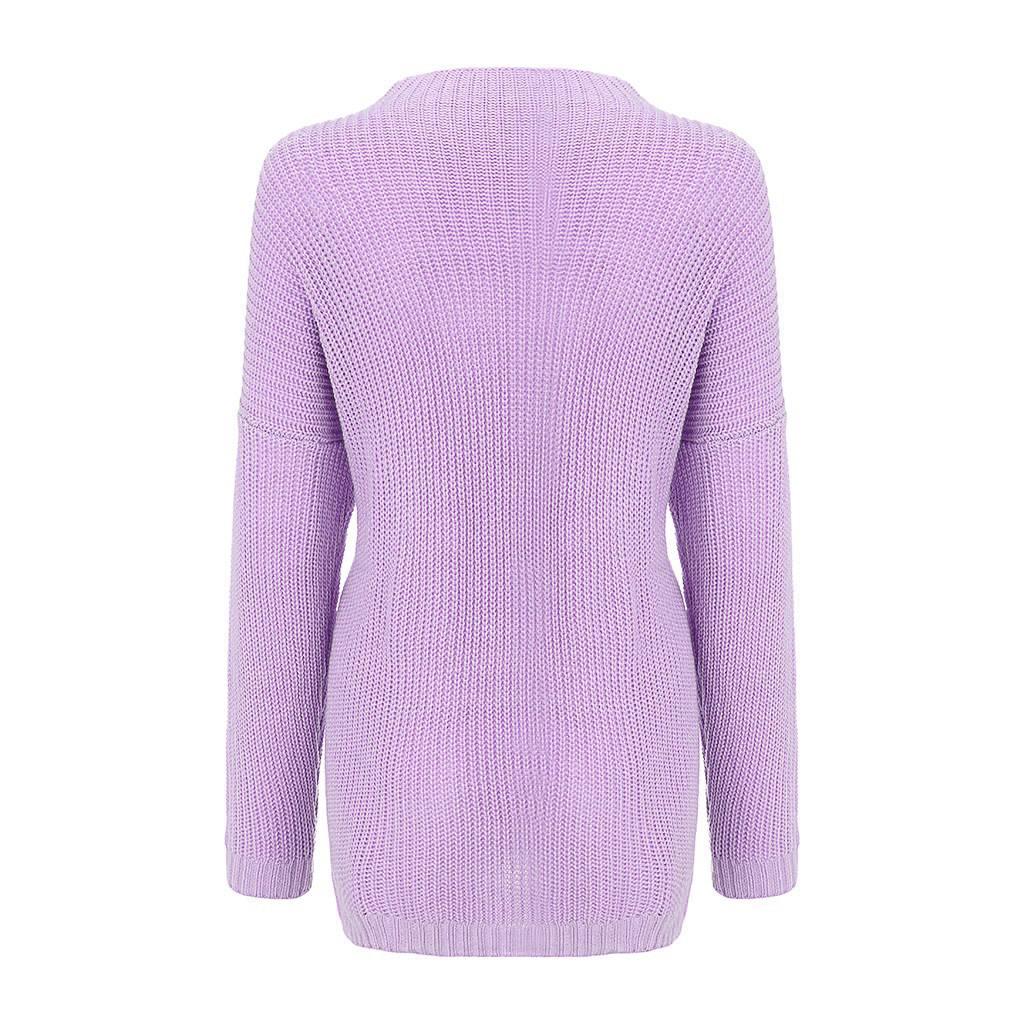 2025 Winter Loose Batwing Sleeve Plus Size Cardigan - Solid Color Knitted Sweater for Women