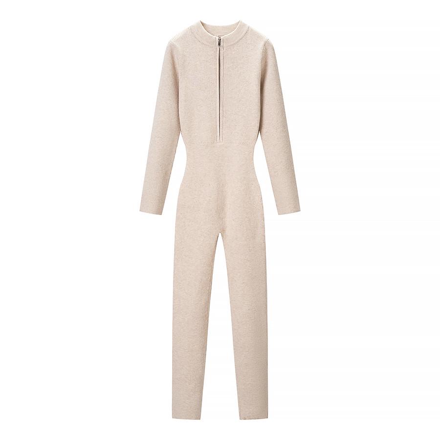 

Women s Solid Color Windproof Bodysuit - Figure-Hugging, Autumn/Winter One-Piece, Wear Alone or Layered. Large бежевий