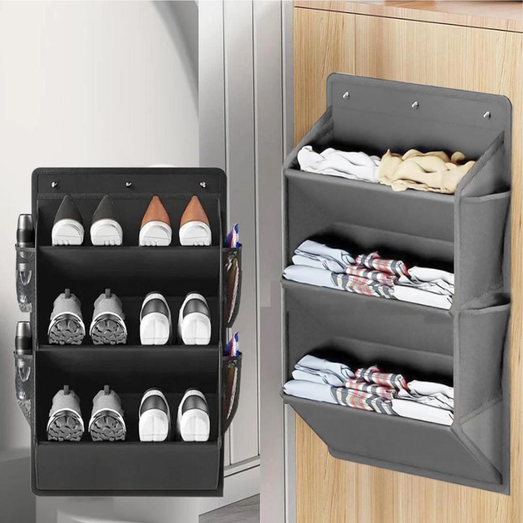RV Shoe Organizer 3-Layer Narrow Space Organizer Vertical Narrow Space Rack For Shoe Sneaker Wardrobe Purse Towel Clothes