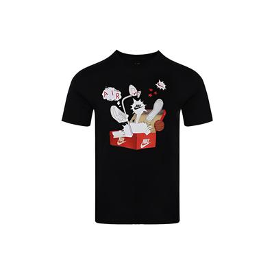 Cartoon Shoebox Logo Print Round Neck Sports Short Sleeve T-Shirt Men Tops Black DH0016-010