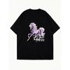Oversized T Shirt Black Horse Graphic And Text Just A Girl Who Loves Horses Casual Wear For Women