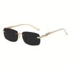 1pc Unisex Fashion Rimless Fashion Glasses with Golden-Tone Metal Frame & Blue Transparent Lenses