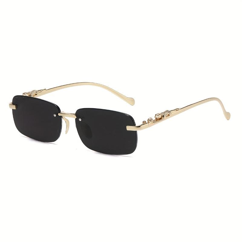 1pc Unisex Fashion Rimless Fashion Glasses with Golden-Tone Metal Frame & Blue Transparent Lenses