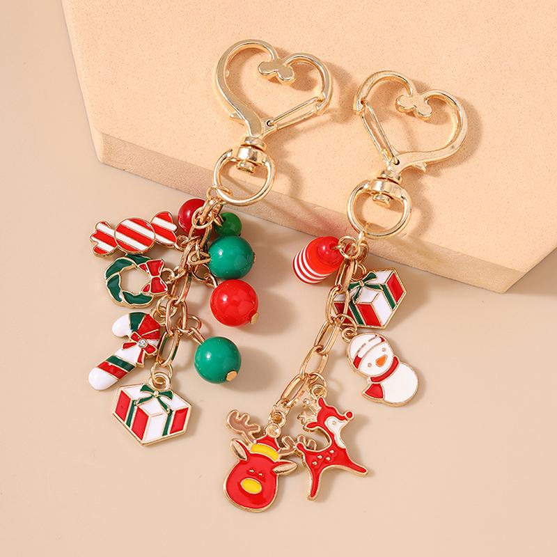 Cute Christmas Keychain Snowman Key Ring Pendants For Women Girls Handbag Decor Diy Handmade Jewelry Gift