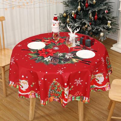 Christmas Snowman Elk Santa Claus Round Tablecloth Navidad Natal Noel Ornament Merry Christmas Decor For Home 2025 New Year 2025