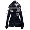ZYLLO Fashion Retro Trend Harajuku Ins Zipper Hooded Cardigan Sweatshirt Street Punk Women Top Y2k Clothing
