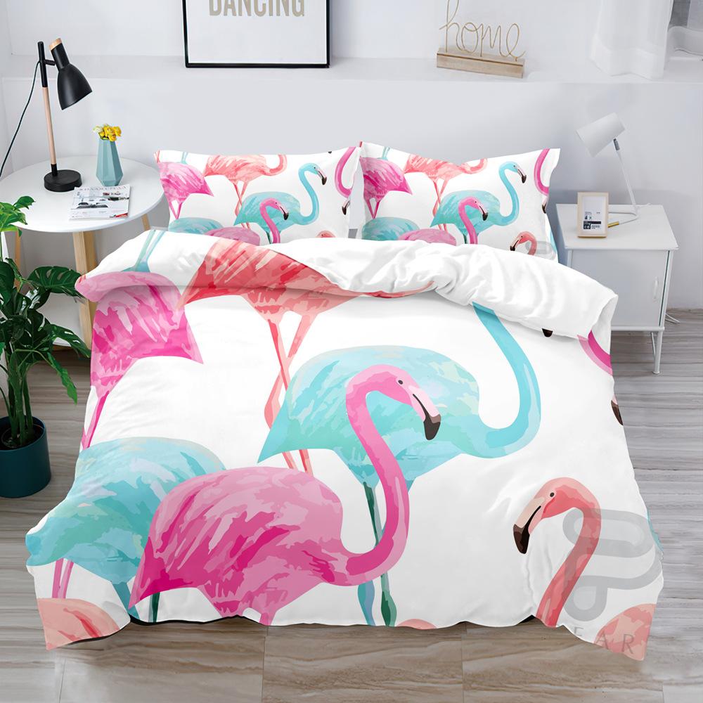 Bird Game Digital Printing Quilt Cover Three-Piece Set