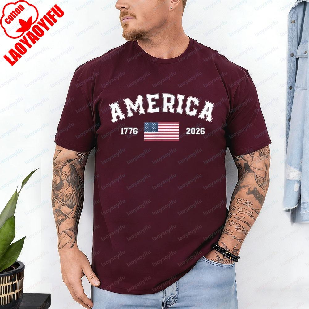 250 America Years of Independence for Everyone TShirt Patriotic Personage Vintage Simple Casual Style Tops Camisetas for Mans