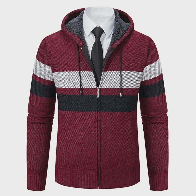 Cárdigan con capucha estilo coreano 2023 para hombre: manga larga, grueso, tendencia otoño/invierno.