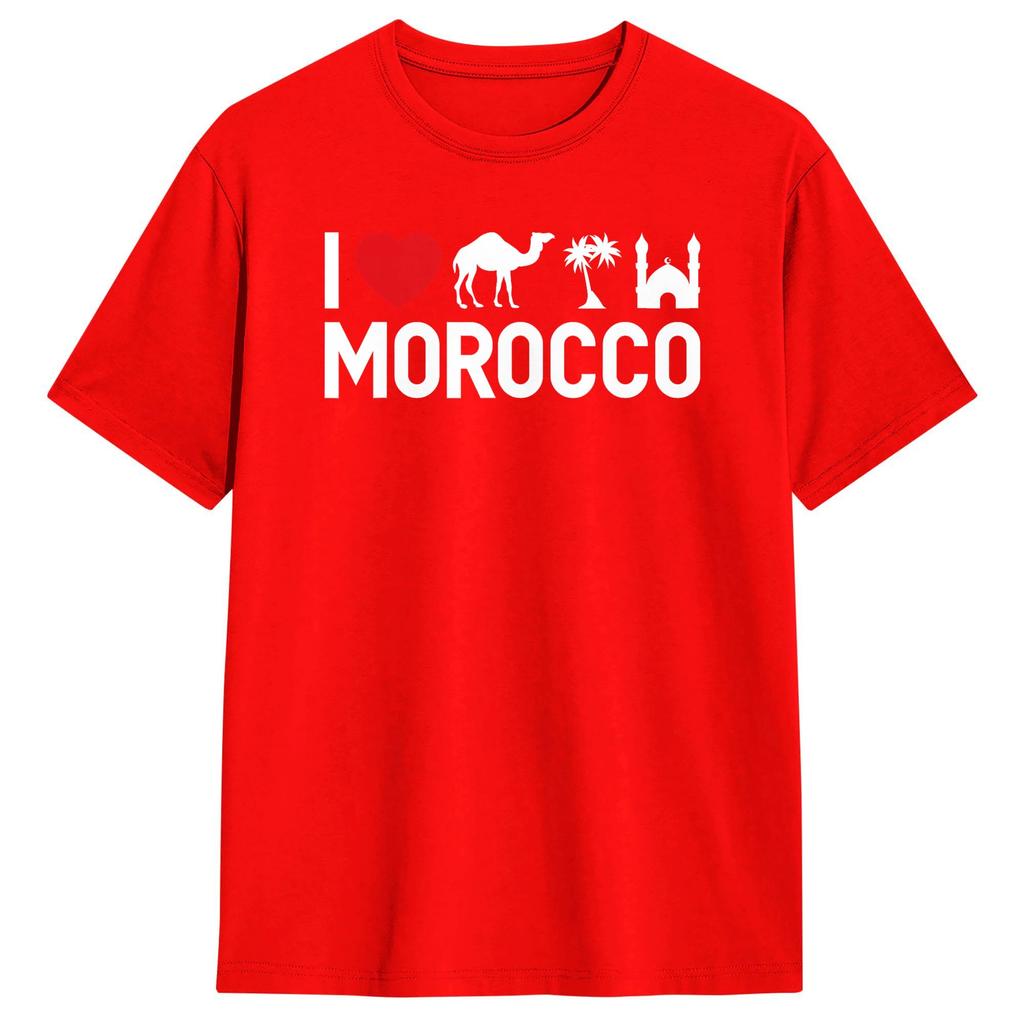 Awesome I Love Morocco TShirts Men Round Collar Cotton T Shirts  Short Sleeve Tee Shirt Original Clothing