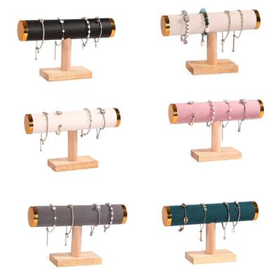 Solid Wood Bracelet Display Stand Wood Single Layer Bracelet Rack Portable Watch and Bangle Display Stand Holder