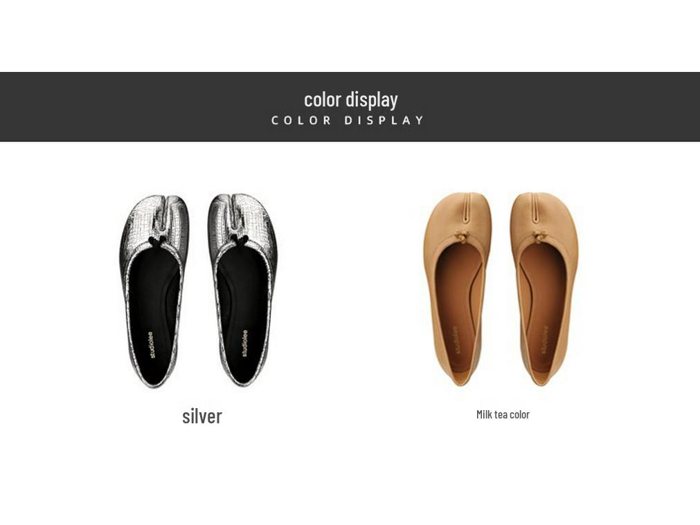 Retro Grape Mom's Style: Cracked Round Toe Pig Hoof Shoes with Flat Sole