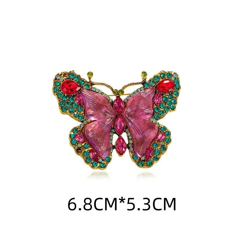 Ekologická luxusní vintage brož s krystalovým diamantovým motýlem pro ženy - Módní hmyzí doplněk