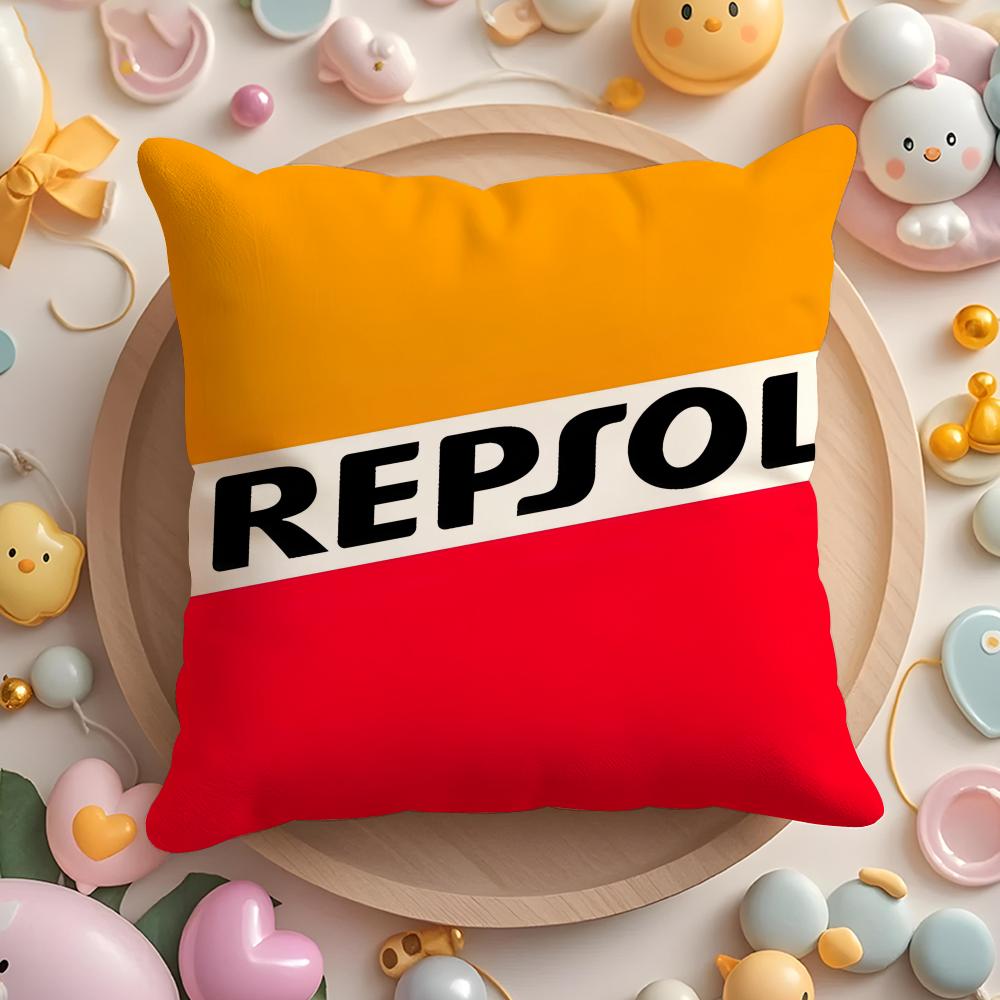 Pikpaka Cute Pink R-Repsol Petrleos Cushion Cover Plush Fabric Soft Double-Sided Printed Sofa Warm Winter Home Gift Pillow Cover