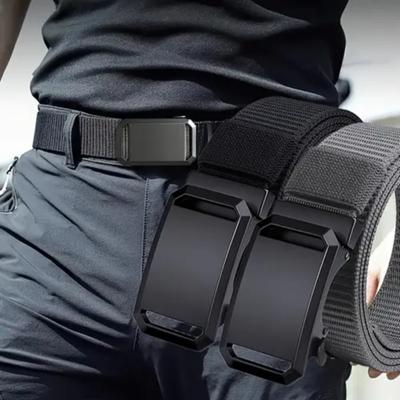 Nylon Canvas Herren Gürtel, Automatische Schnalle Lässige Mode Webgürtel, Zahnloser Taktischer Arbeitskleidung Outdoor Hosen Gürtel