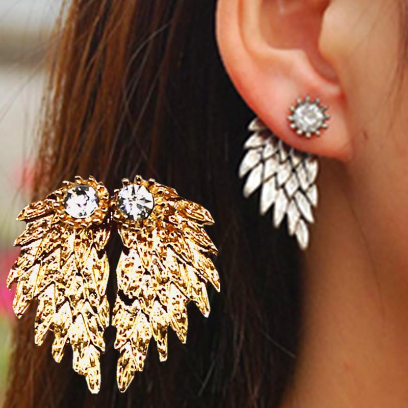 2 Paire Punk Gothique Ailes d'Ange Cristal Strass Double Face Drop Ear Stud 2 Paire Punk Gothique Ailes d'Ange Cristal Strass Double Face Drop Ear Stud
