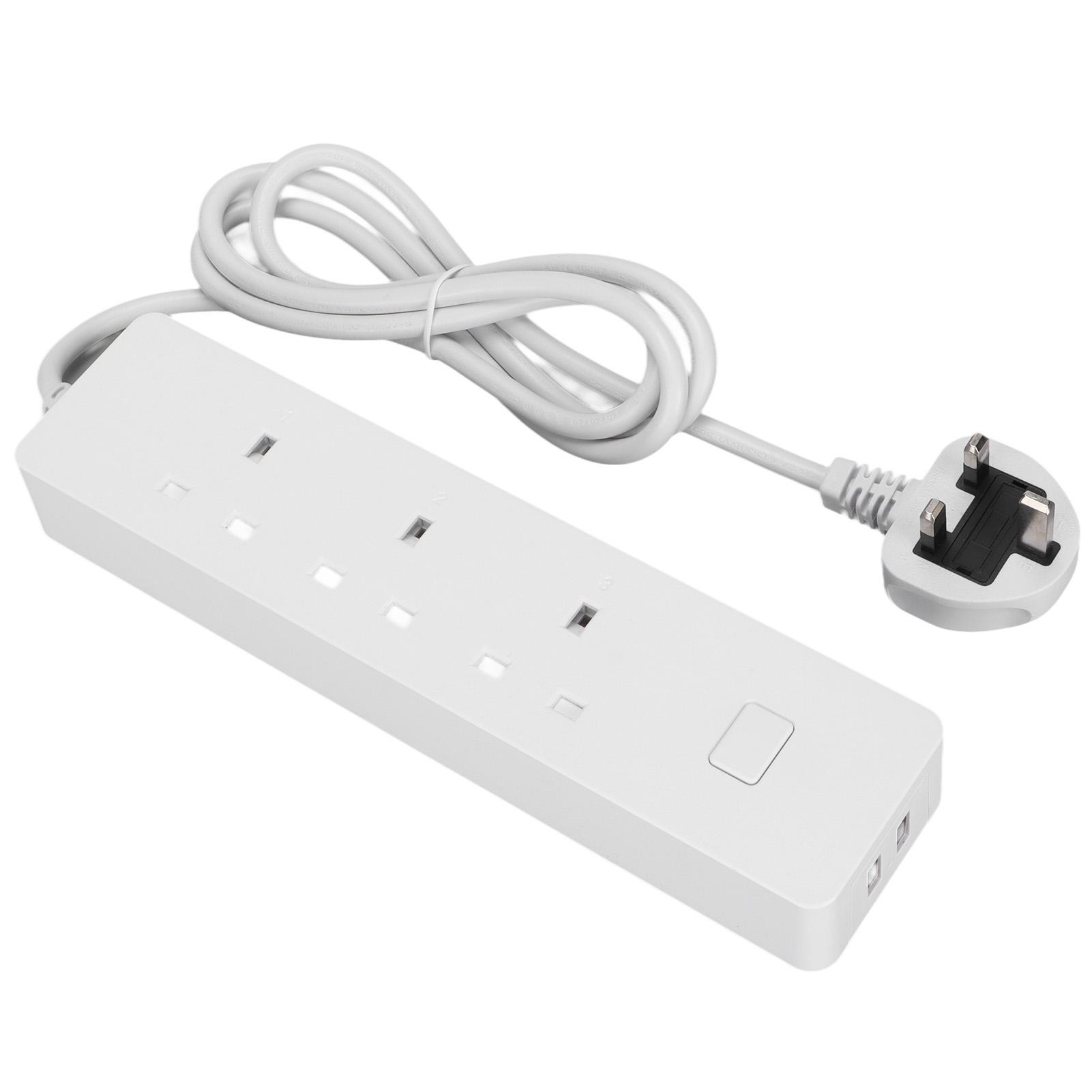 

Розумна мережева планка Wi-Fi Розумна розетка з 3 розетками змінного струму та 2 портами для заряджання USB для дому, школи, офісу UK Plug