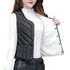 Damevestkåpe polstret ensfarget ermeløs tykk myk slim fit enkeltspent cardigan v-hals vindtett varm vest