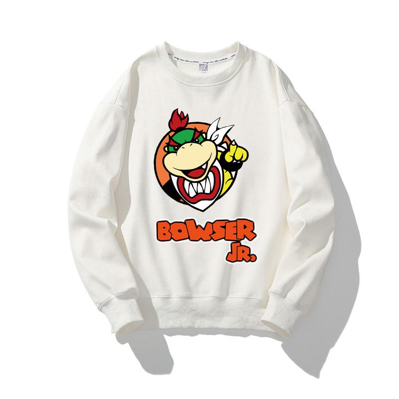 Super Marios Bros Cartoon Sweatshirt for Children Anime Figures Luigi Toad Bowser Yoshi Peach Cosplay Long Sleeved Tops