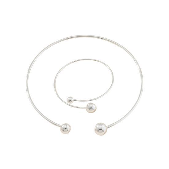 2Pcs/Set Necklace Bracelet Set Adjustable Opening Bracelet