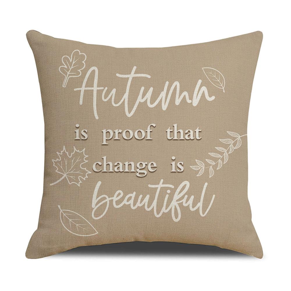 Harvest Festival Pumpkin Ear Pillow Cover Bow Letter Linen Sofa Decorative Cushion Cover