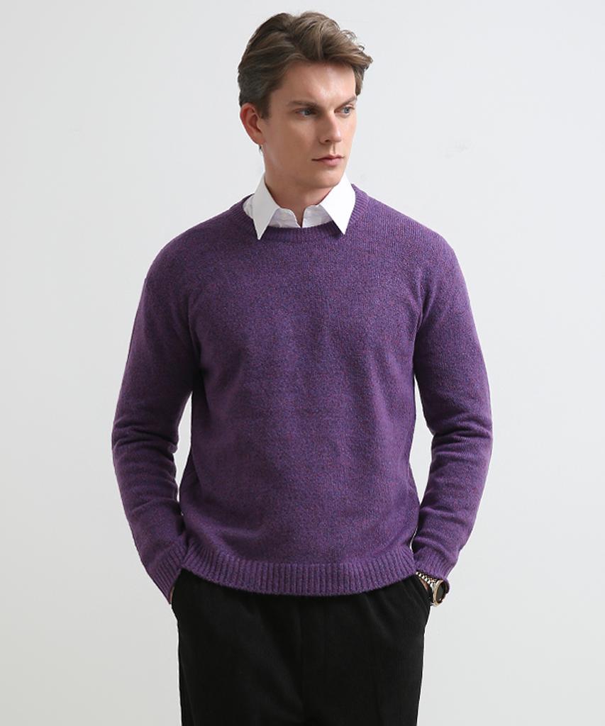 Seuteulaikeu Fine Blend Classic Crew Neck Knit (Violet)