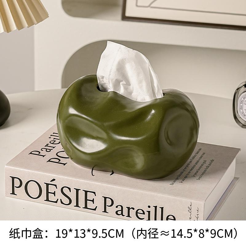 Ceramic Cream Style Decorative Aesthetic Modern MinimalistforLiving Room Home Office Desktop Tissue Holder Napkin Dispenser Home