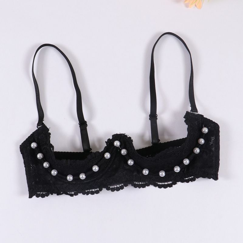 

Трансграничный европейский и американский открытый кубок жемчужное нижнее белье пуш-ап бюстгальтер сексуальный бюстгальтер XL Black