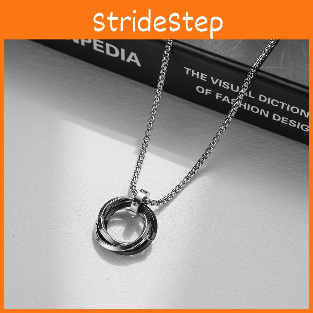 Titanium Steel Pendant Necklace With Circular Geometric Elements For Men And Women