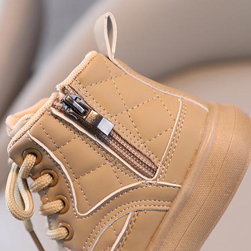 Kinderstiefel Herbst und Winter Jungen Karomuster Seitenreißverschluss Baby Dünne Stiefel Baby Mädchen